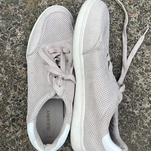 Light pink, and white sneaker